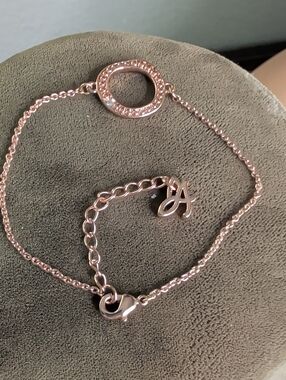 Adore By Swarovski Rose Gold Plated And Crystal Circle Bracelet Adjustable
